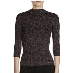 Maje Mio Metallic Ribbed Sweater in Bordeaux Color Size 1